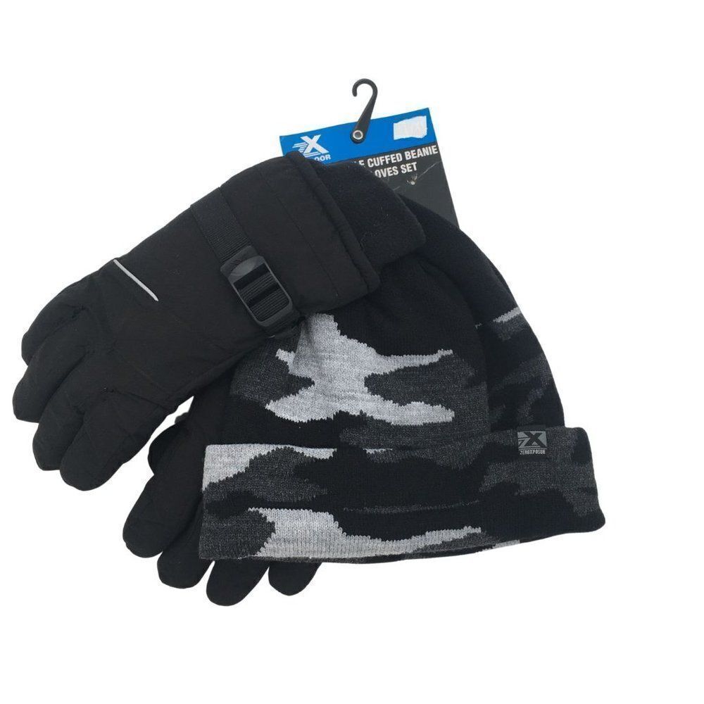 ZeroXposur Boy's Cuffed Beanie & Winter Gloves Set Size L/XL